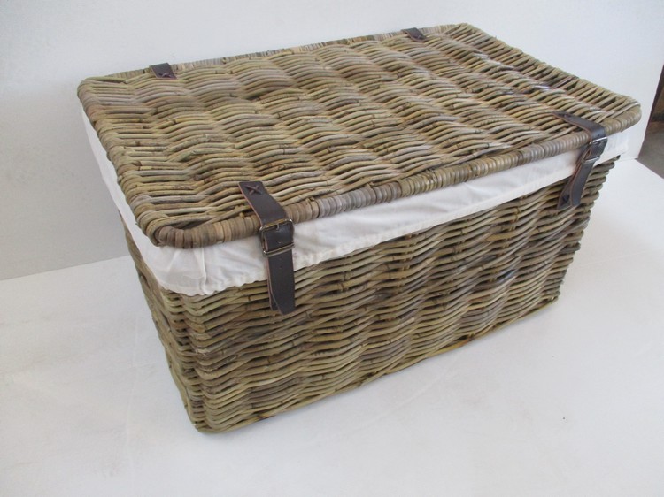 26-0057/2 CESTO PORTA BIANCHERIA IN VIMINI RATTAN CM 60X37X40 H